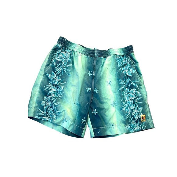 Tommy Bahama Relax Mens L Blue Tropical Hawaiian Palm Tree Mesh Lined Swim Trunk - Picture 1 of 8